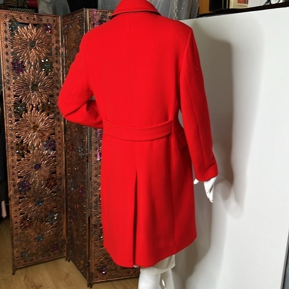 Sonia Bogner Sz 10 Red Virgin Wool Double Breasted Coat - Picture 7 of 12